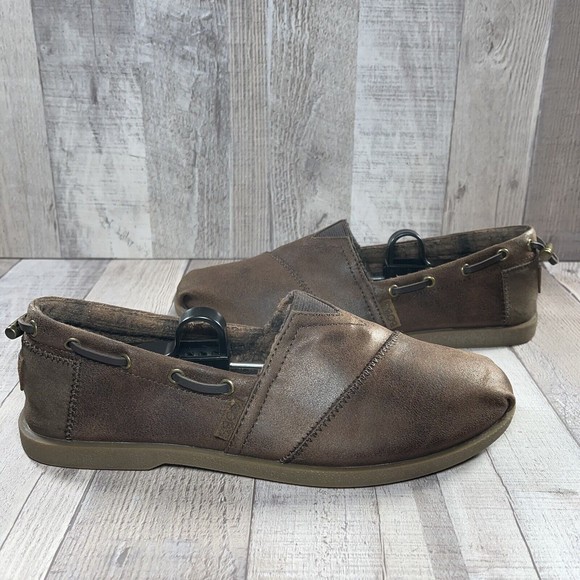 BOBS by Skechers Chill Luxe Buttoned Up Women's Leather Slip On Flats Size 9.5 - Picture 2 of 13